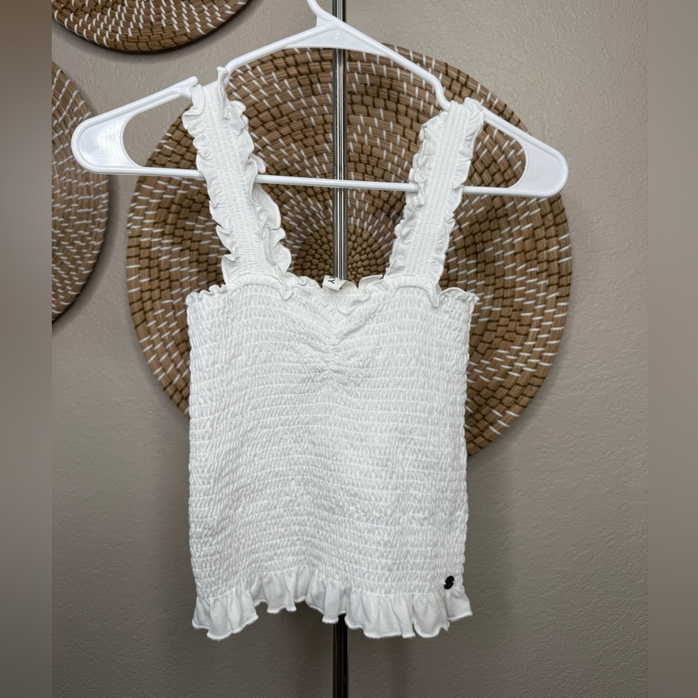 Roxy White Smocked Top